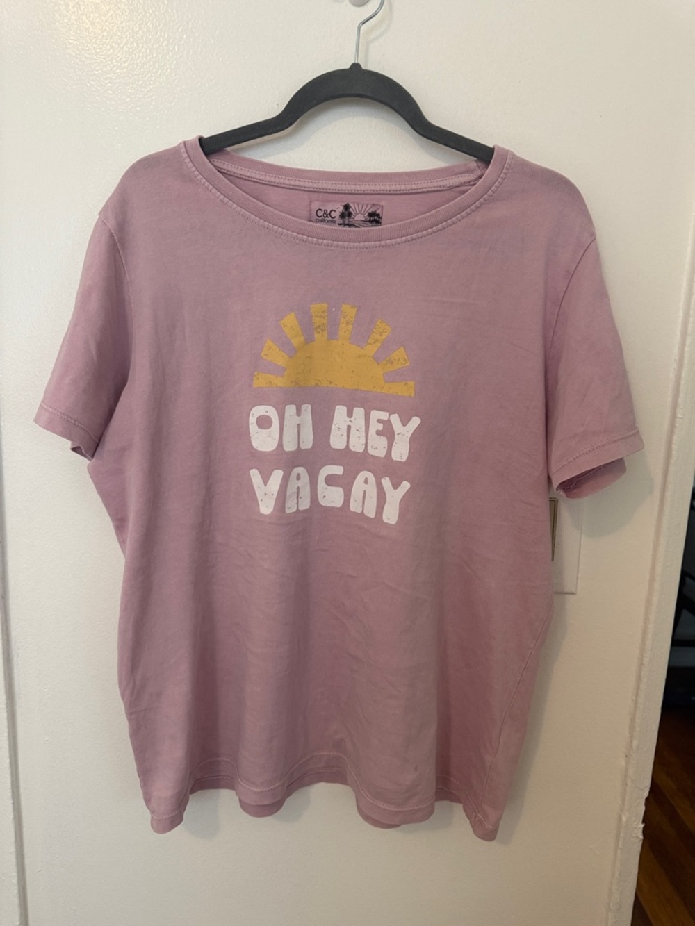 C&C California Dusty Pink Tee with Yellow Sun Graphic